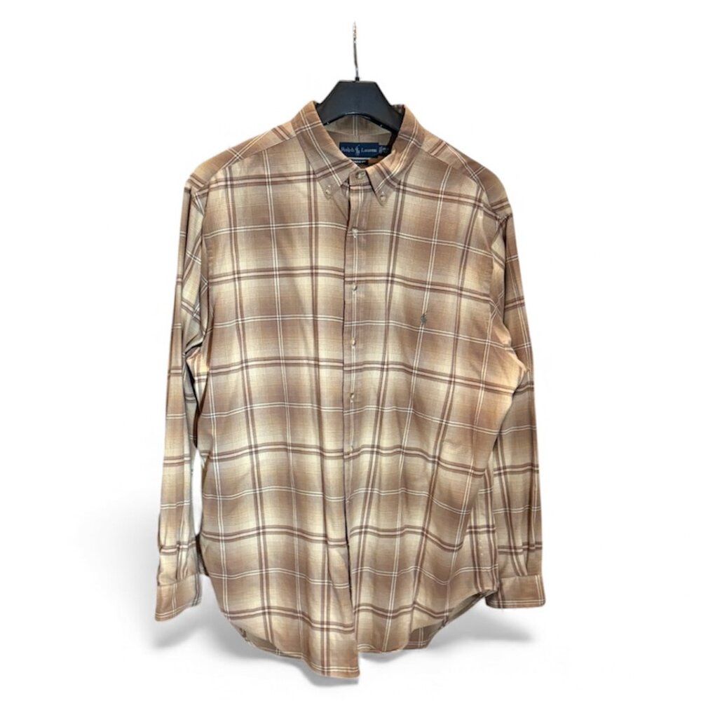 Polo Ralph Lauren Men’s Brown Plaid Button-Down Shirt – Classic Fit - Size XXL